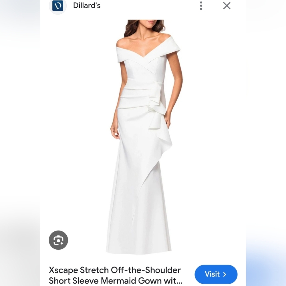 Xscape White Off-Shoulder Maxi Dress